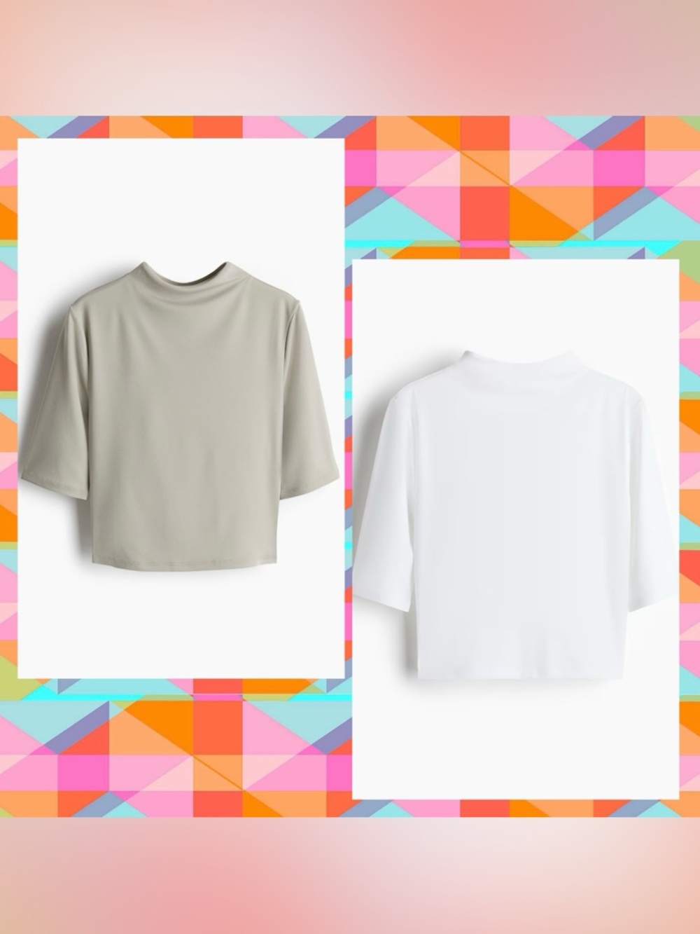 2 Zara Mock Neck Tee Shirt